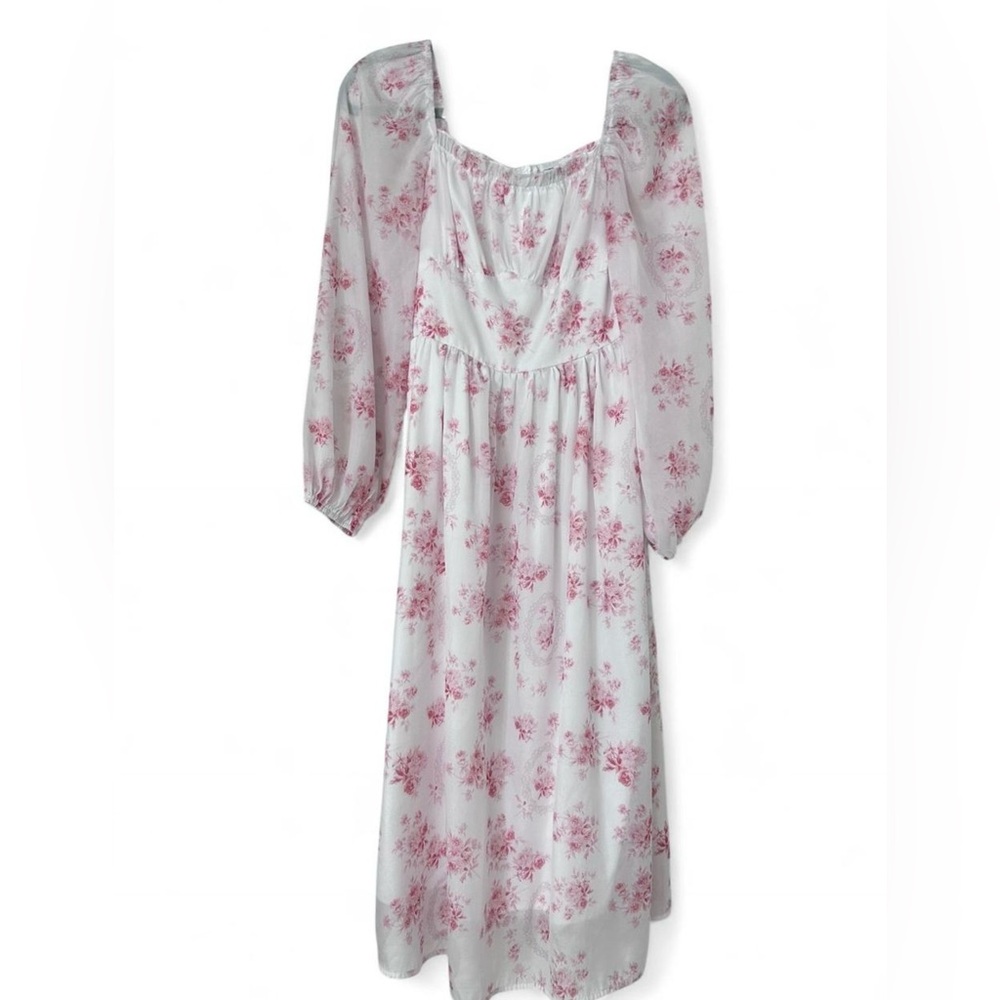Maxi Floral Dress Size Small - pink & white